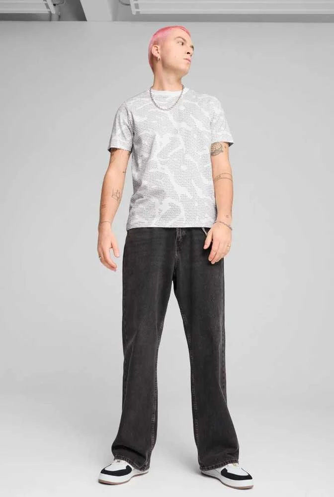 Puma Marškinėliai Vyrams Ess Logo Lab Aop Tee Baltas Pilkas 684668 02