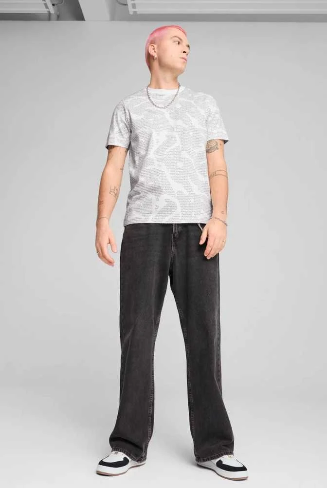 Puma Marškinėliai Vyrams Ess Logo Lab Aop Tee Baltas Pilkas 684668 02