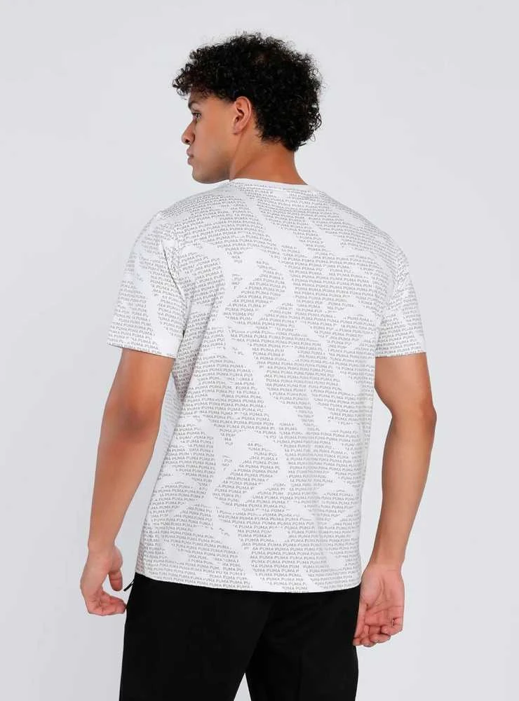 Puma Marškinėliai Vyrams Ess Logo Lab Aop Tee Baltas Pilkas 684668 02