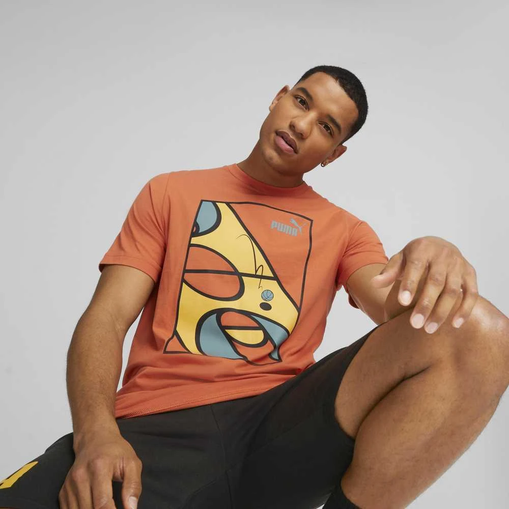 Puma Marškinėliai Vyrams Graphics Court Tee Chili Oranžinis 674481 94