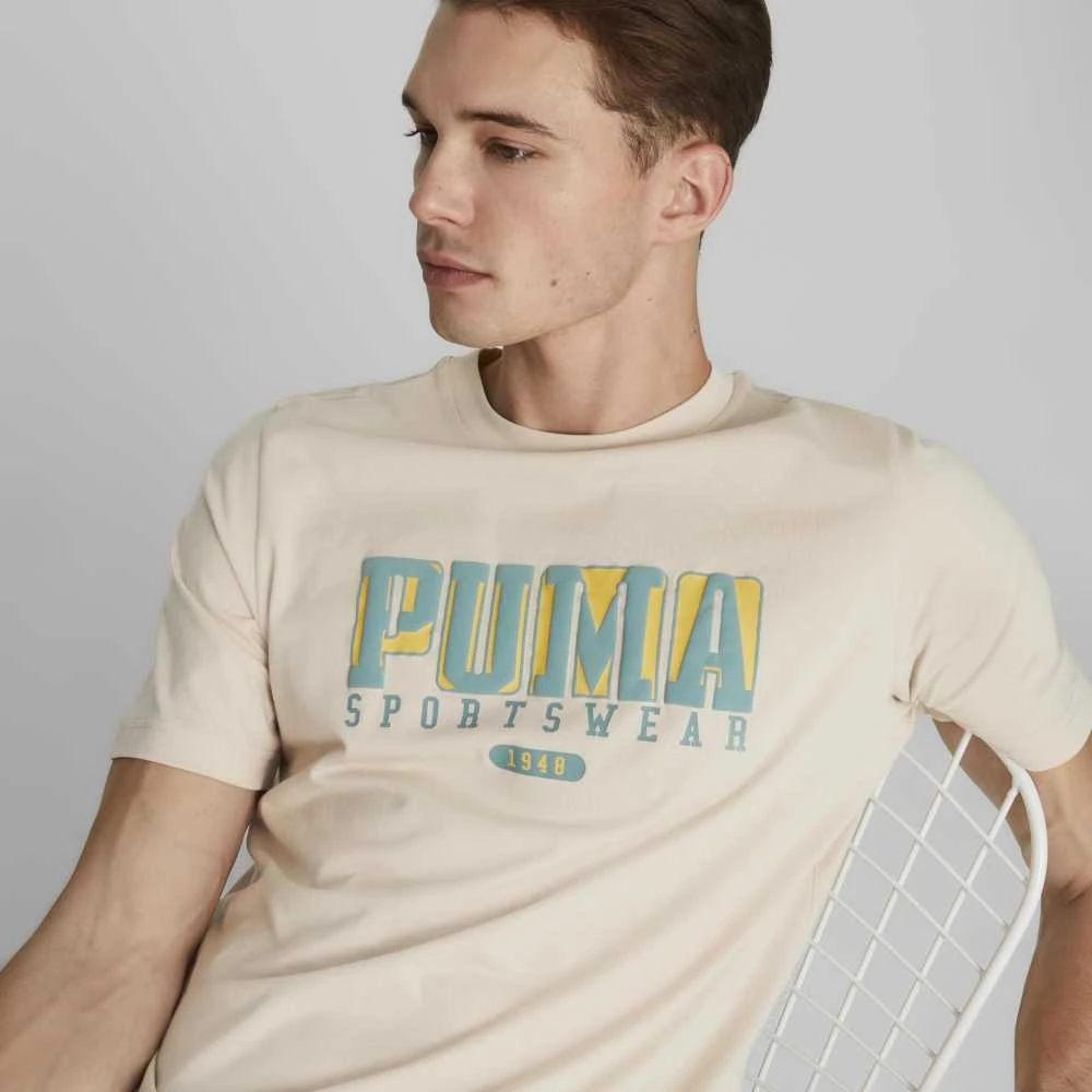 Puma Marškinėliai Vyrams Graphics Retro Tee Granola Kreminis 674486 88