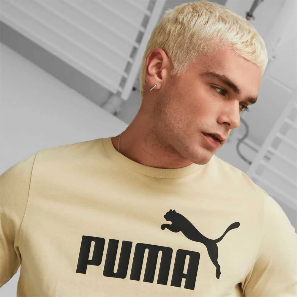 Puma Medvilniniai Marškinėliai Vyrams Ess Logo Tee Kreminis 586667 85