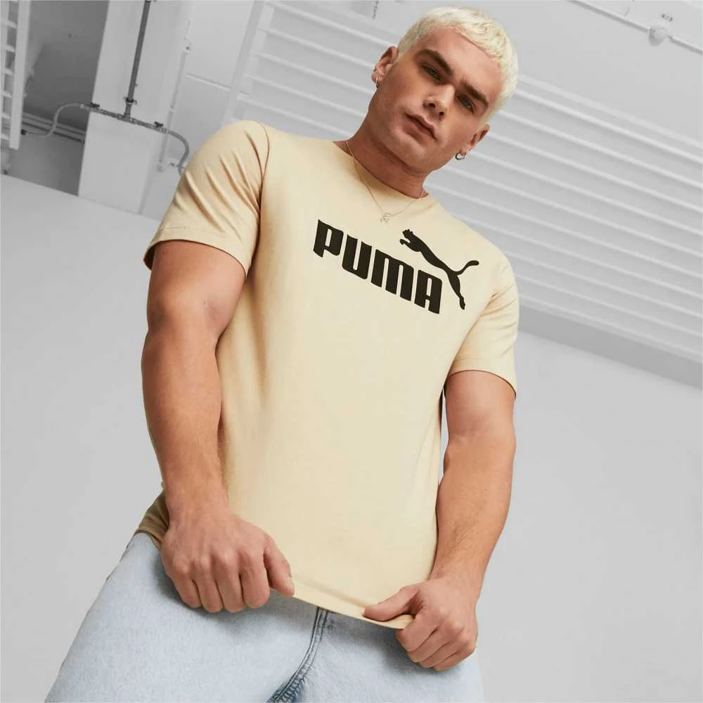 Puma Medvilniniai Marškinėliai Vyrams Ess Logo Tee Kreminis 586667 85