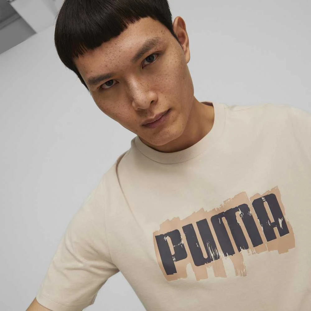 Puma Medvilniniai Marškinėliai Vyrams Graphics Wording Kreminis 674475 88