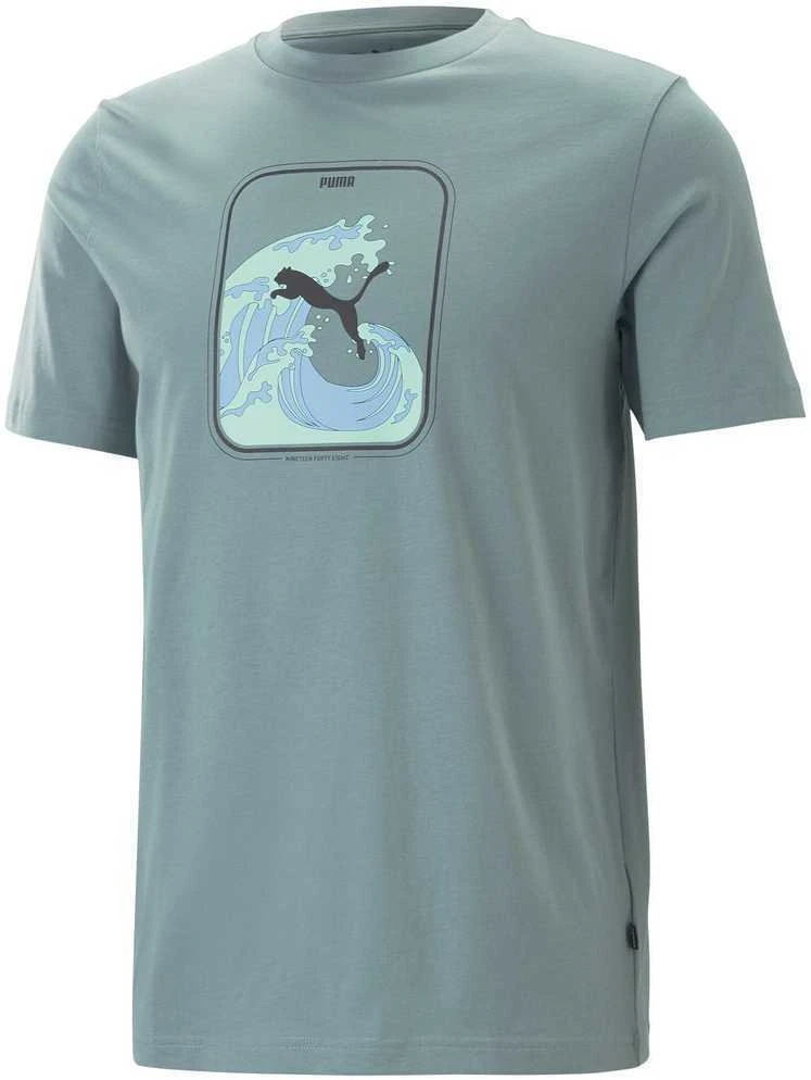 Puma Medvilniniai Marškinėliai Vyrams Graphics Wave Tee Žalias 674483 84