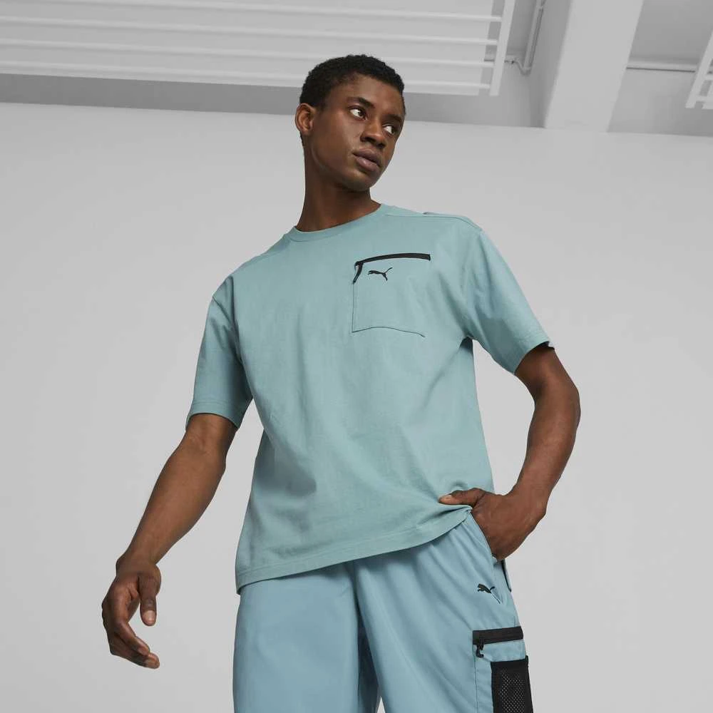 Puma Medvilniniai Marškinėliai Vyrams Open Road Tee Adriatic Žalias 673401 84