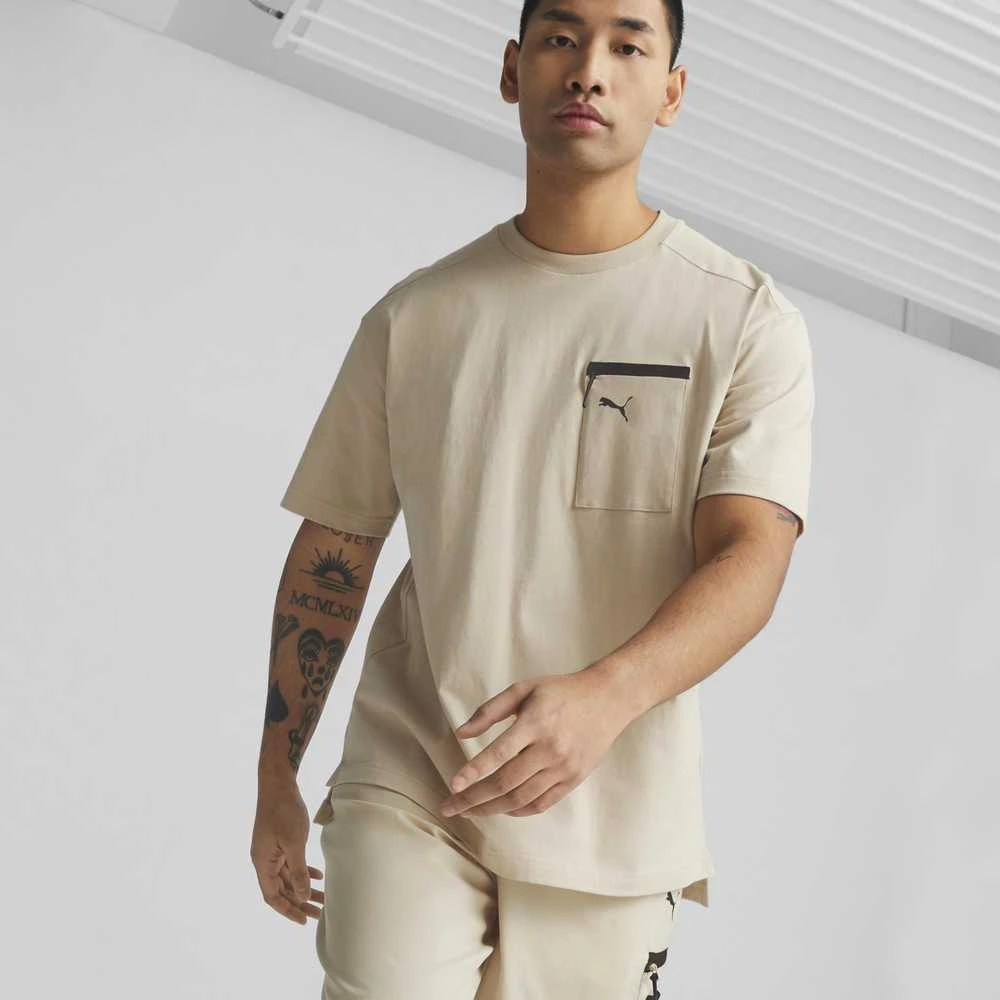 Puma Medvilniniai Marškinėliai Vyrams Open Road Tee Granola Creamy 673401 88