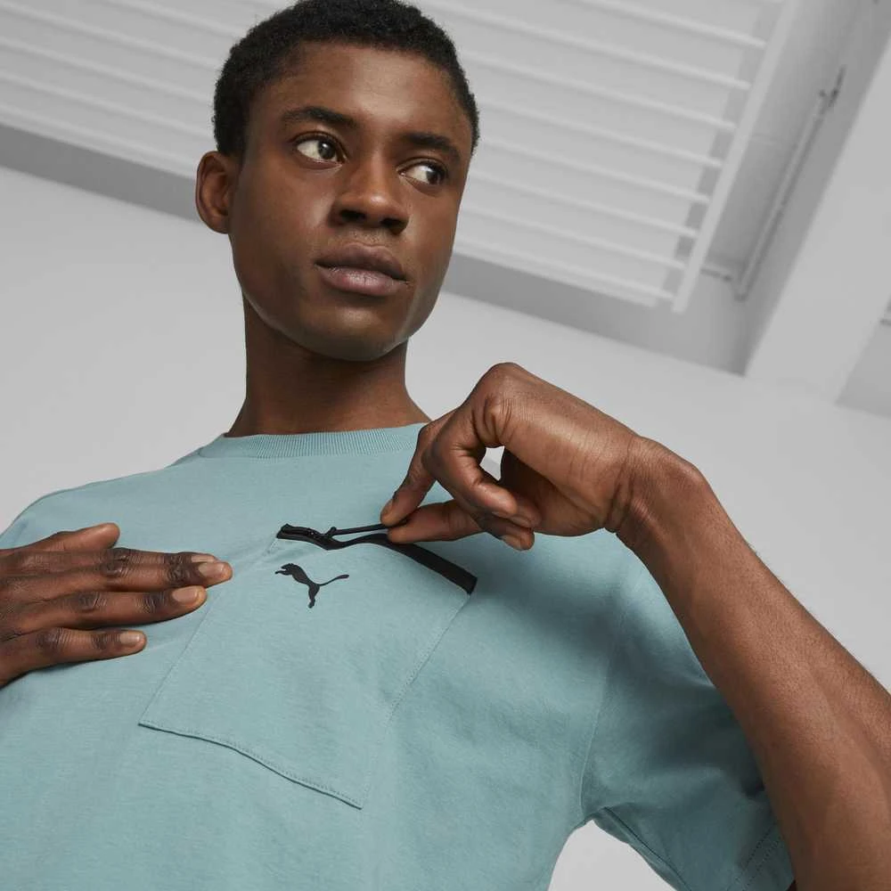 Puma Medvilniniai Marškinėliai Vyrams Open Road Tee Adriatic Žalias 673401 84
