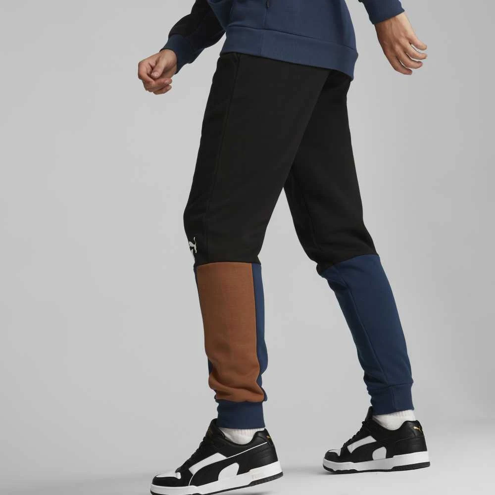 Puma Sportinės Kelnės Vyrams Ess+ Block Sweatpants Juodas Mėlyna Oranžinis 849037 71