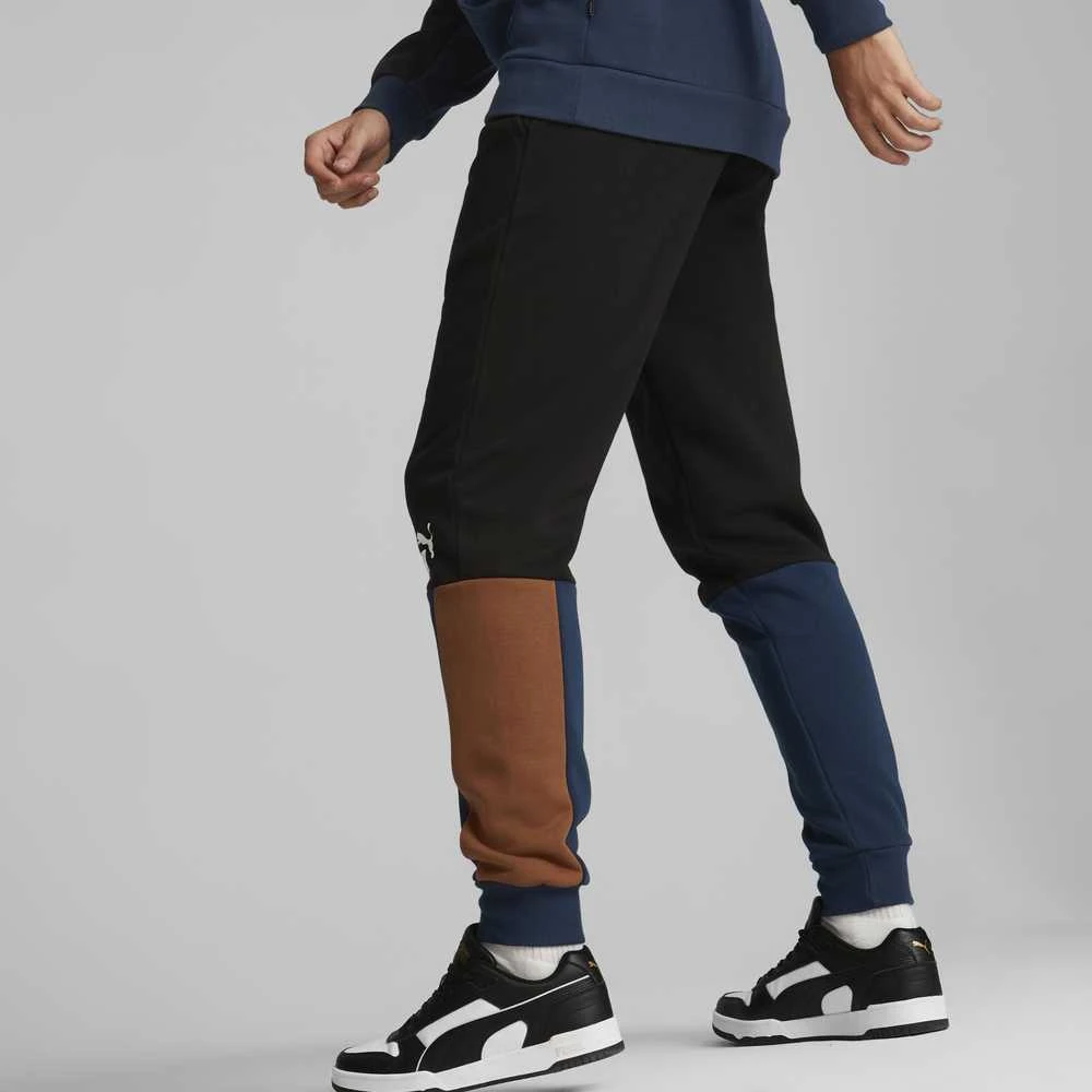 Puma Sportinės Kelnės Vyrams Ess+ Block Sweatpants Juodas Mėlyna Oranžinis 849037 71