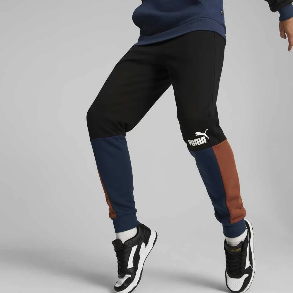 Puma Sportinės Kelnės Vyrams Ess+ Block Sweatpants Juodas Mėlyna Oranžinis 849037 71