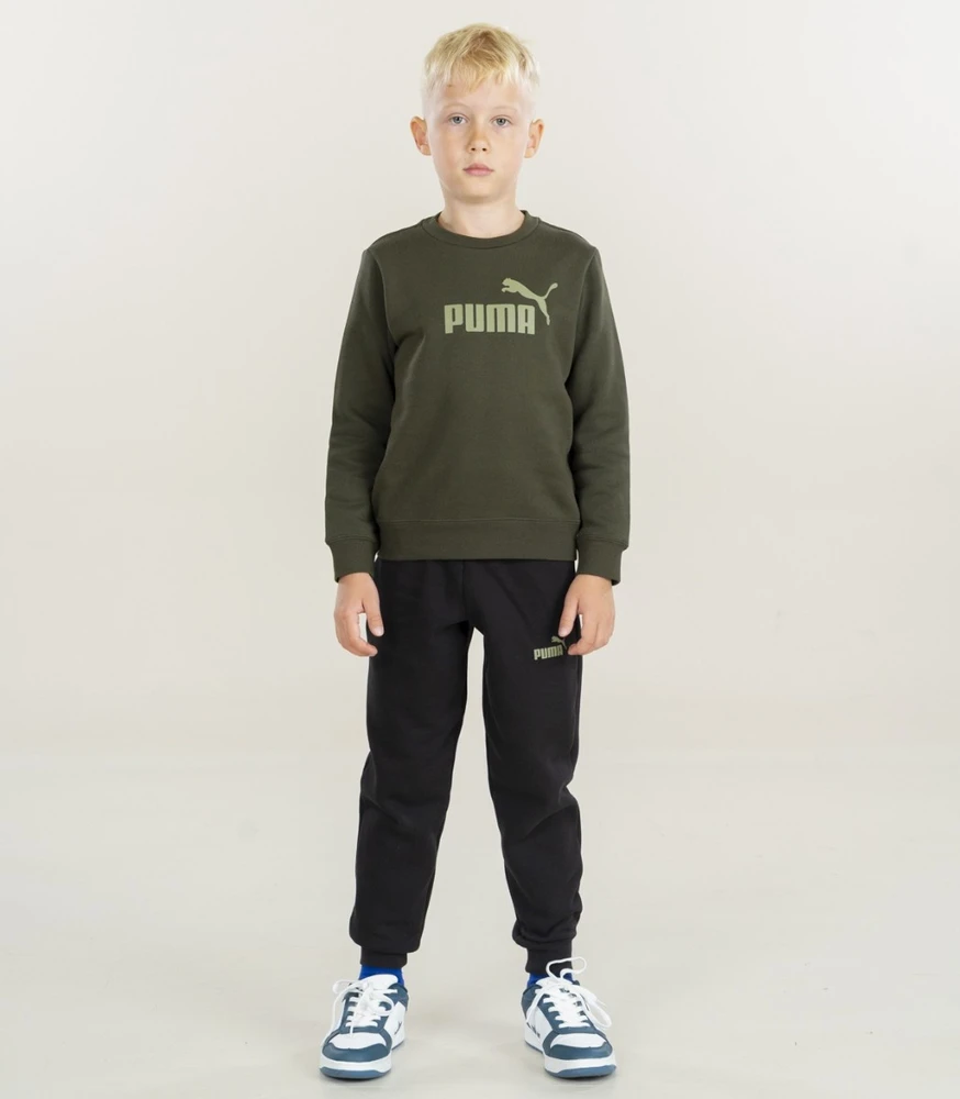 Puma Sportinis Kostiumas Paaugliams Ess No.1 Logo Crew Sweat Fl Žalias Juodas 689721 70