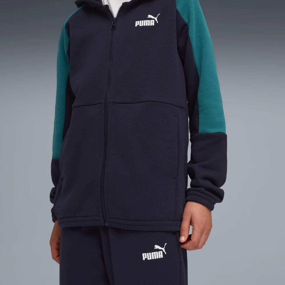 Puma Sportinis Kostiumas Paaugliams Ess Block Hooded Full-Zip Navy Mėlyna Žalias 693334 16