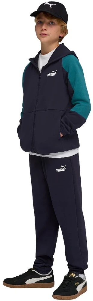 Puma Sportinis Kostiumas Paaugliams Ess Block Hooded Full-Zip Navy Mėlyna Žalias 693334 16