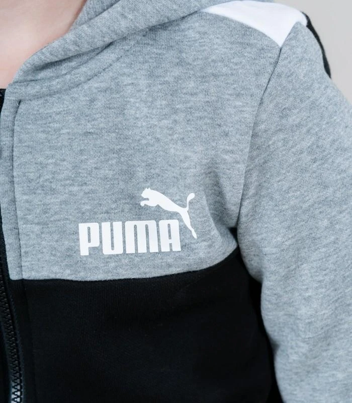 Puma Sportinis Kostiumas Paaugliams Ess+ Block Hooded Juodas Pilkas 670116 03