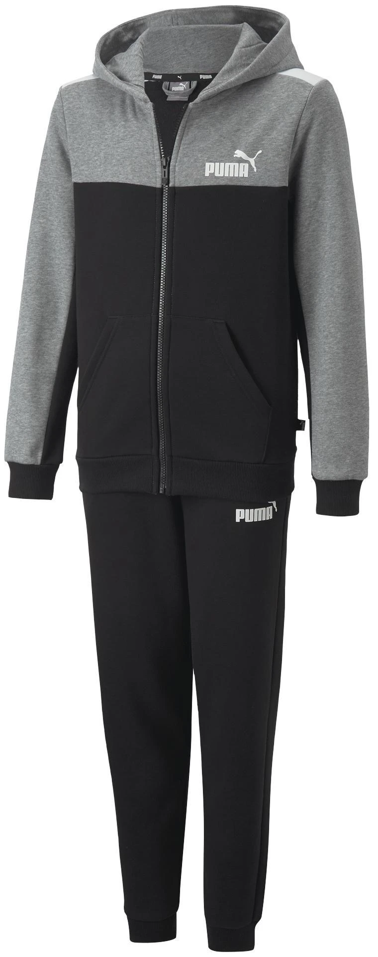 Puma Sportinis Kostiumas Paaugliams Ess+ Block Hooded Juodas Pilkas 670116 03