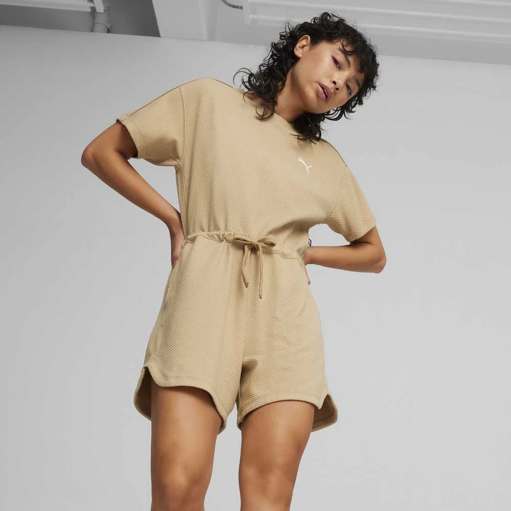 Puma Vientisas Sportinis Kostiumėlis Moterims Her Short Jumpsuit Kreminis 677891 83