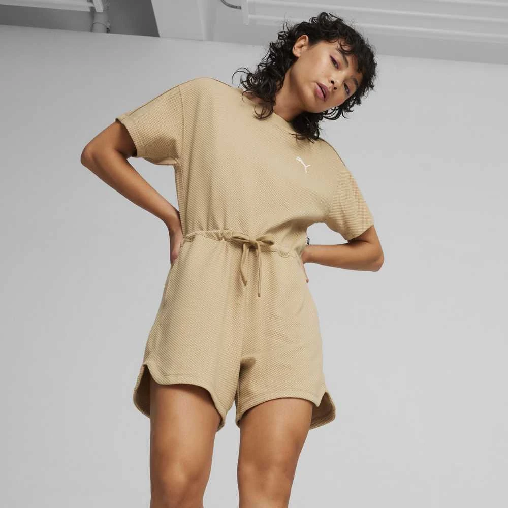 Puma Vientisas Sportinis Kostiumėlis Moterims Her Short Jumpsuit Kreminis 677891 83