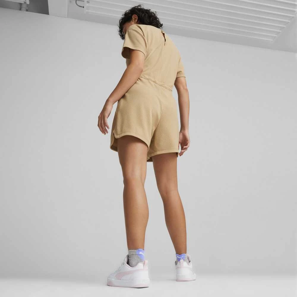 Puma Vientisas Sportinis Kostiumėlis Moterims Her Short Jumpsuit Kreminis 677891 83