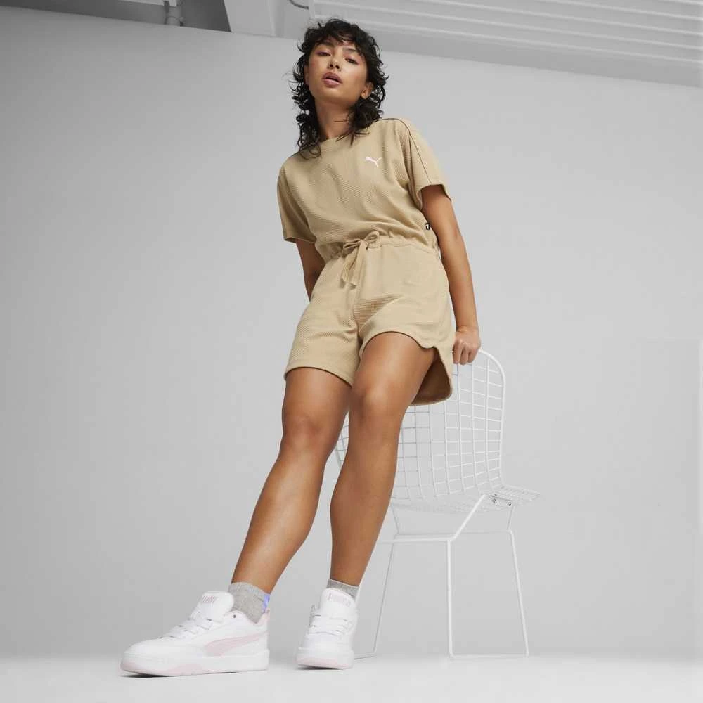 Puma Vientisas Sportinis Kostiumėlis Moterims Her Short Jumpsuit Kreminis 677891 83