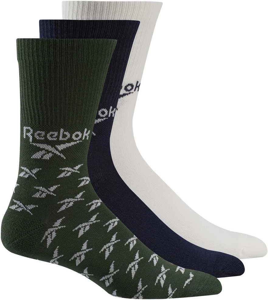 Reebok Kojinės Cl Fo Crew Sock 3P Žalias Mėlyna Baltas GD1034