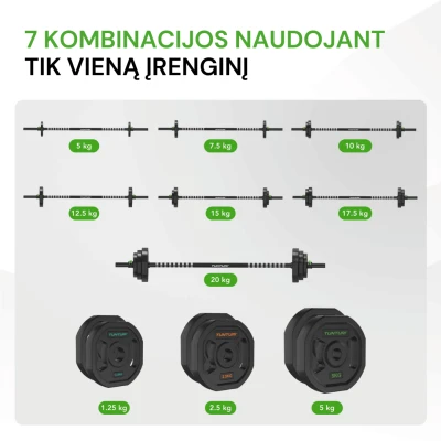 Kūno pompų rinkinys Tunturi Pro aerobinis pompų rinkinys, 20 kg, TPU