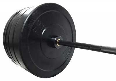 Bumper svarmenų ir štangos komplektas STRONGMAN (Svoris: 150 kg)