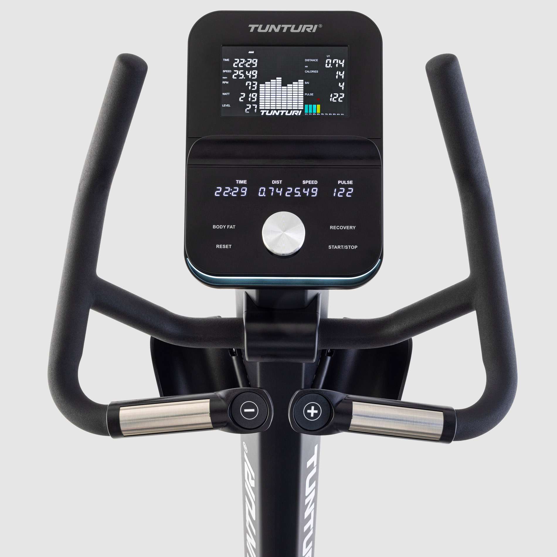 Dviratis treniruoklis TUNTURI PLATINUM UB20 UPRIGHT BIKE + App aprašymas - Prekės nuotrauka