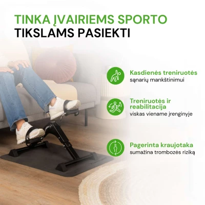 Tunturi sulankstomas mini dviratis treniruoklis, juodas, su ekranu aprašymas - Prekės nuotrauka