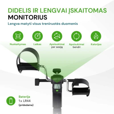 Tunturi sulankstomas mini dviratis treniruoklis, juodas, su ekranu aprašymas - Prekės nuotrauka