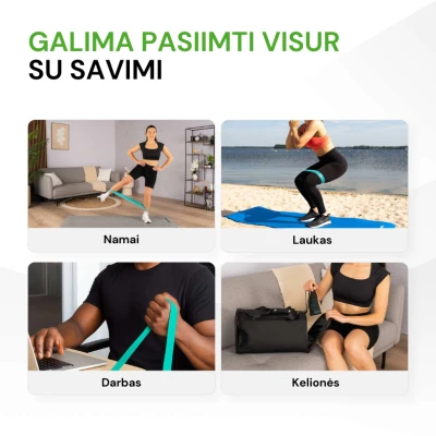 Tunturi mini pasipriešinimo juostų rinkinys, 5 vnt., skirtingi pasipriešinimo lygiai