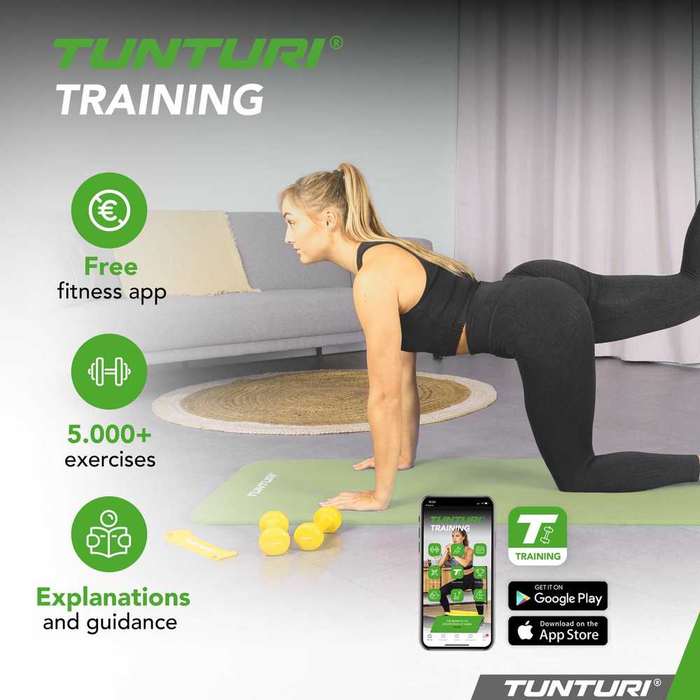 Fitneso kilimėlis Tunturi Fitnessmat NBR 15 mm, mėtų spalvos