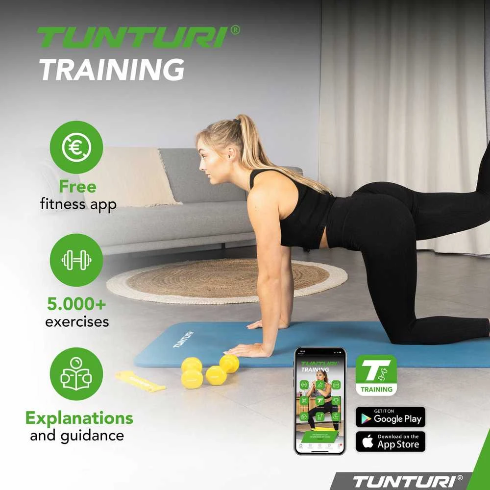 Fitneso kilimėlis Tunturi Fitnessmat NBR 15 mm, mėlynos spalvos