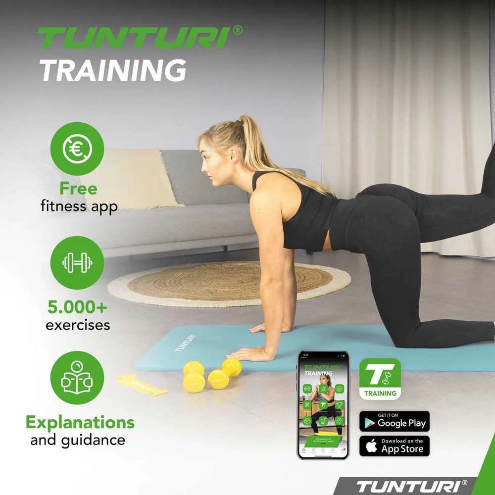 Fitneso kilimėlis Tunturi Fitnessmat NBR 15 mm, šviesiai mėlynos spalvos
