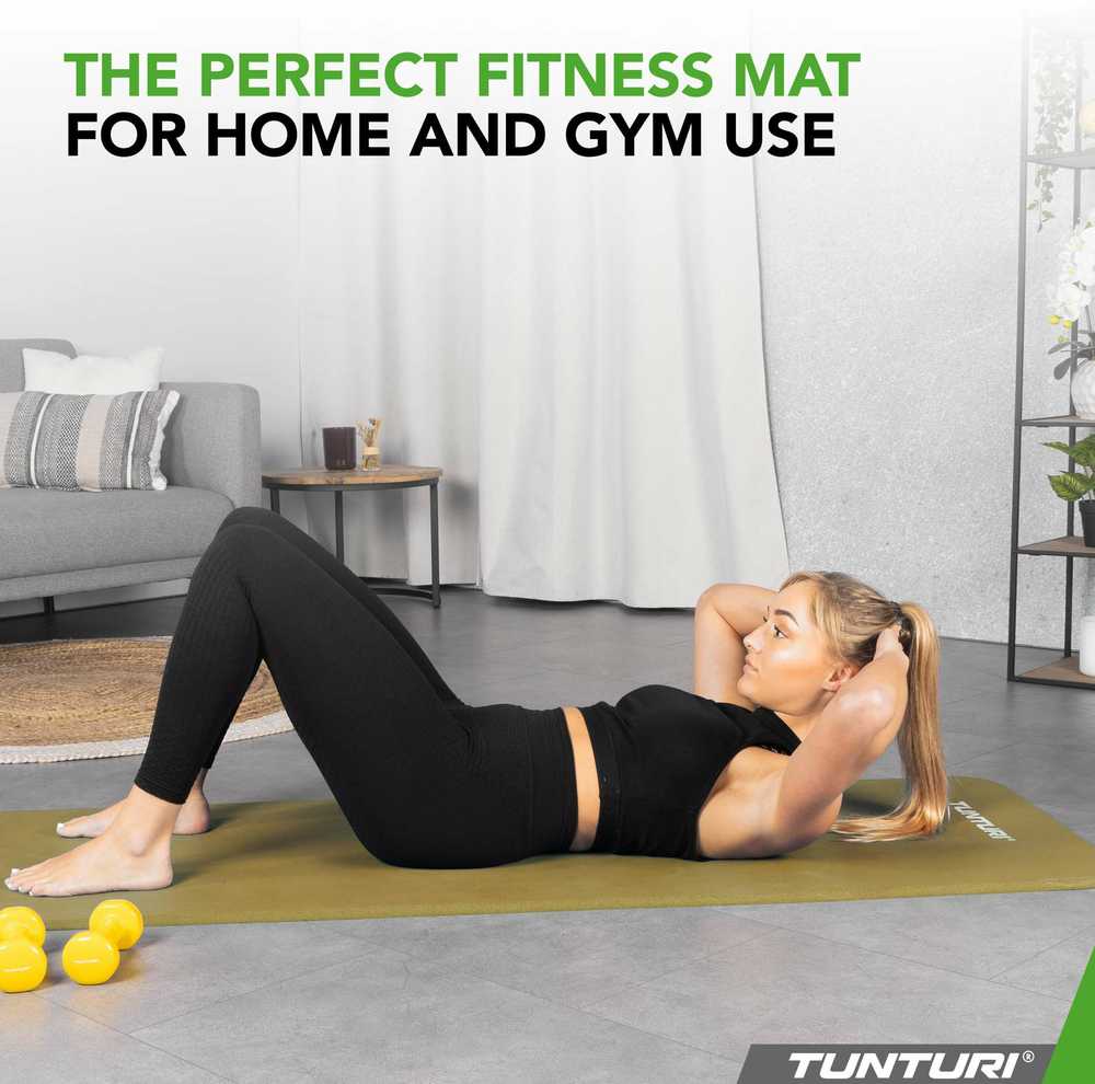 Fitneso kilimėlis Tunturi Fitnessmat NBR 15 mm, tamsiai žalios spalvos aprašymas - Prekės nuotrauka