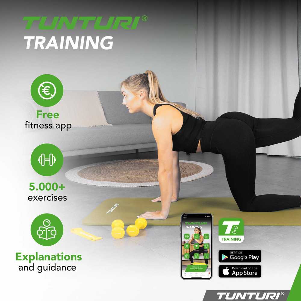 Fitneso kilimėlis Tunturi Fitnessmat NBR 15 mm, tamsiai žalios spalvos