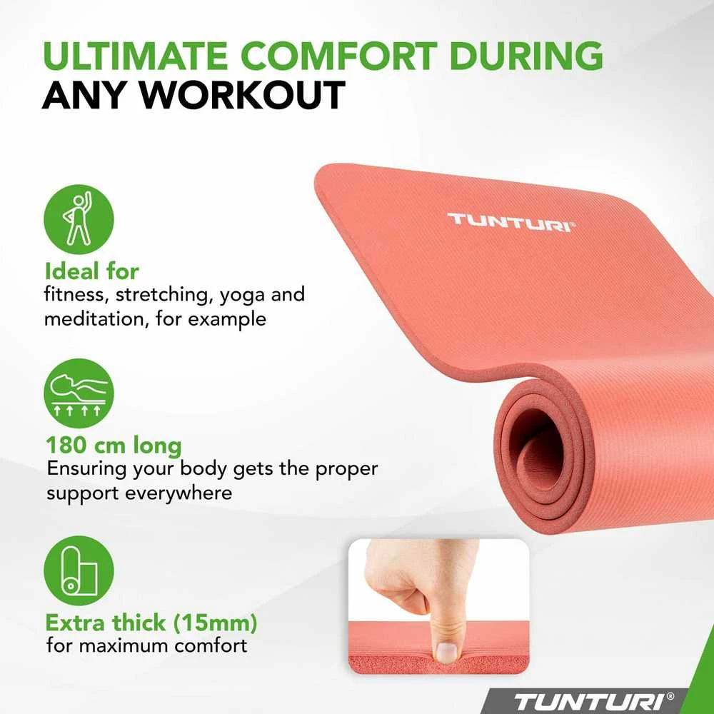 Fitneso kilimėlis Tunturi Fitnessmat NBR 15 mm, rusvos spalvos aprašymas - Prekės nuotrauka