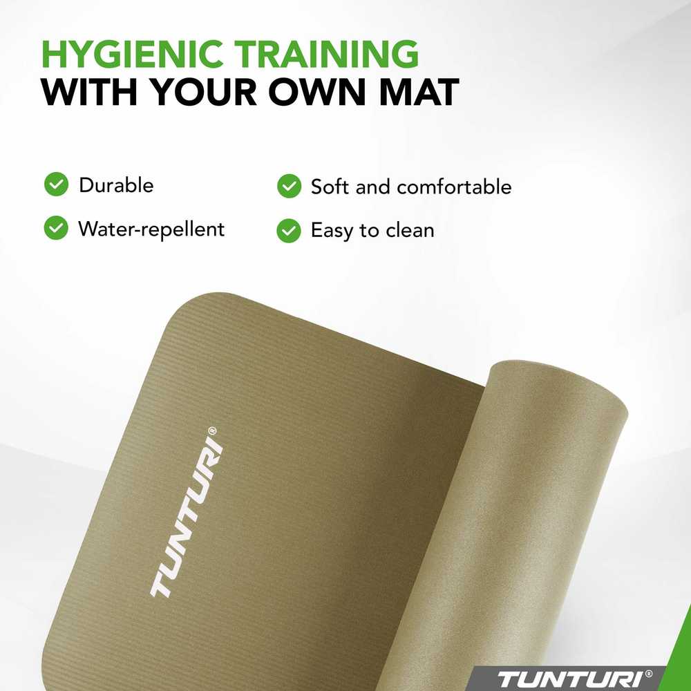 Fitneso kilimėlis Tunturi Fitnessmat NBR 15 mm, tamsiai žalios spalvos aprašymas - Prekės nuotrauka