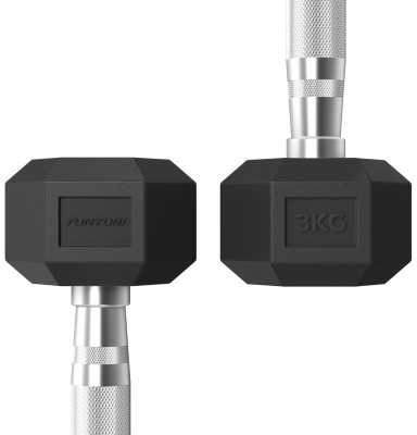 Hanteliai TUNTURI Platinum Hex Rubber Dumbbell, 1-50kg (Svoris: 2 x 3kg)