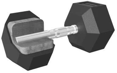 Hanteliai TUNTURI Platinum Hex Rubber Dumbbell, 1-50kg (Svoris: 2 x 5kg)