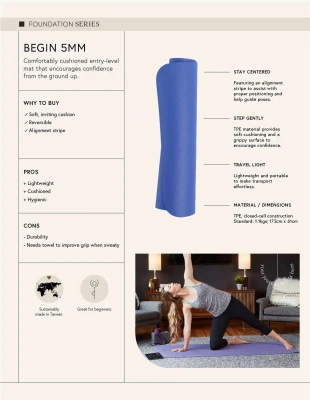 Jogos kilimėlis MANDUKA Begin Yoga Mat (5 mm) (Spalva: Juodas)