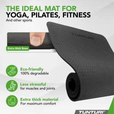 Jogos kilimėlis TUNTURI YOGA & FITNESS MAT, 8 mm, Pilkas