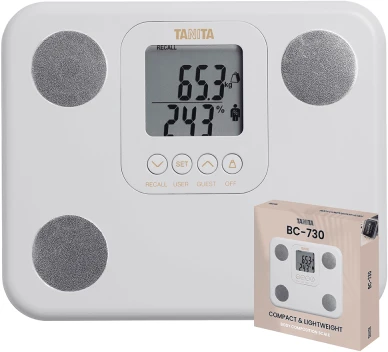 Kelioninės išmaniosios kūno kompozicijos svarstyklės TANITA BC-730, baltos