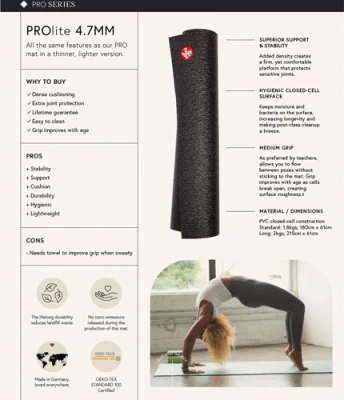 Kilimėlis MANDUKA PROlite® 200 cm, 4.7 mm (Spalva: Juodas sage)