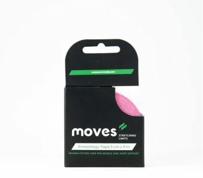 Kineziologinis teipas Moves Kinesiology Tape 5 cm x 5 m (Spalva: Rožinė)