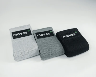 MOVES Elastinių pasipriešinimo kilpų-juostų rinkinys (3 vnt) su tekstile