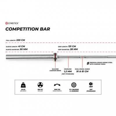 Olimpinis grifas GYMSTICK Competition Bar 20kg