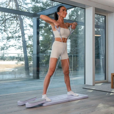 Pilates treniruoklis / reformeris GYMSTICK Pilates V Reformer Board (juodas, violetinis, rožinis) (Spalva: Juoda)