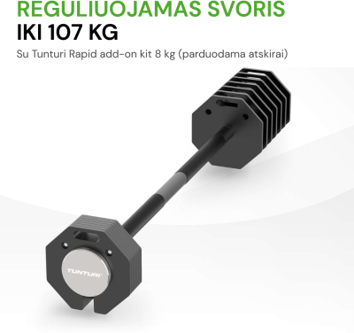 None Reguliuojamo svorio štanga Tunturi Rapid Adjustable Barbell 11 kg