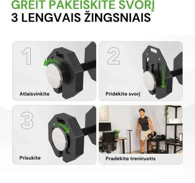 None Reguliuojamo svorio svarmuo / hantelis Tunturi Rapid Adjustable Dumbbell 20 kg